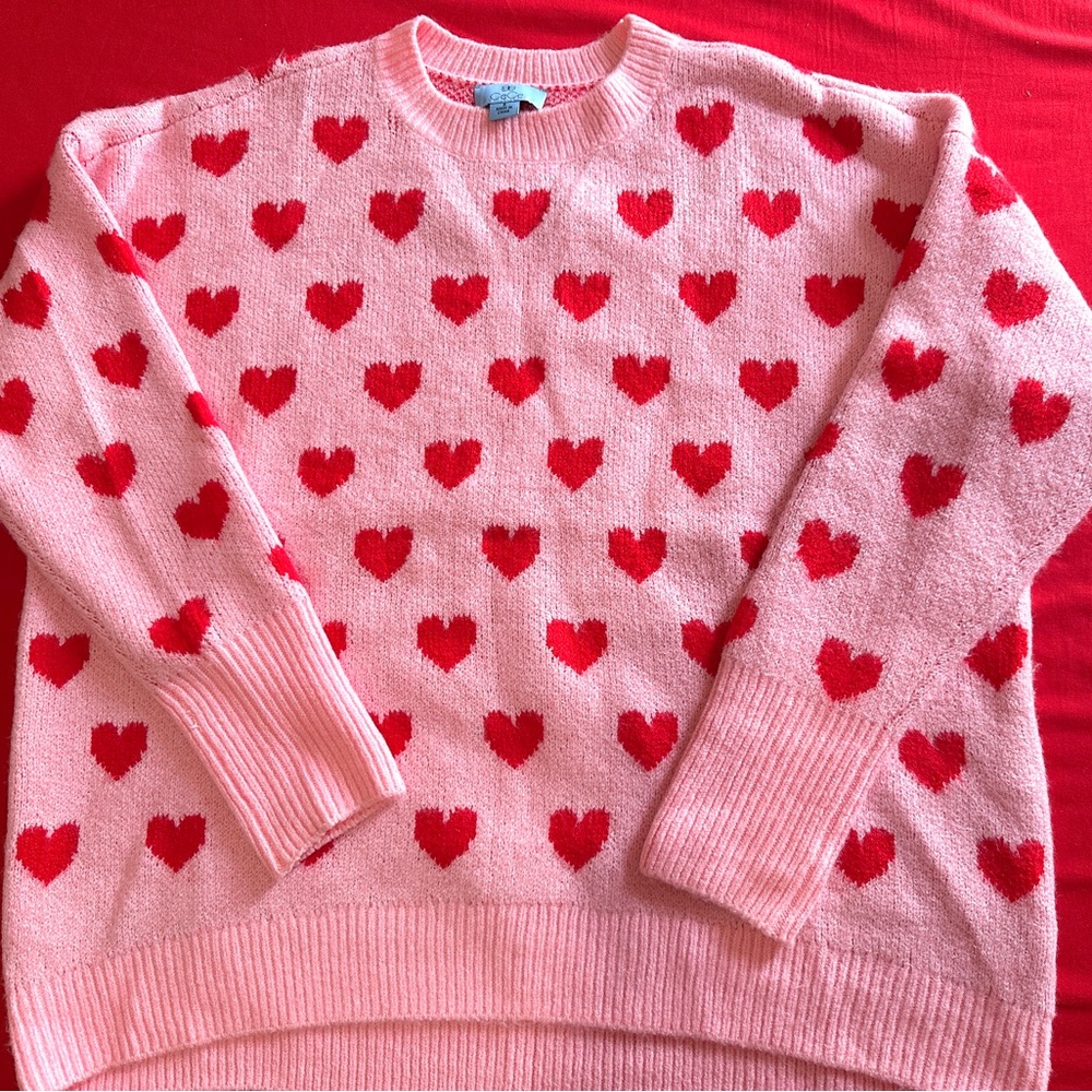 CeCe Heart Print Oversized Sweater